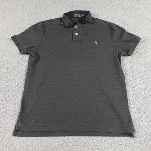 VTG Polo Ralph Lauren Shirt Mens Large Gray Pima Soft Touch Short Sleeve Polo